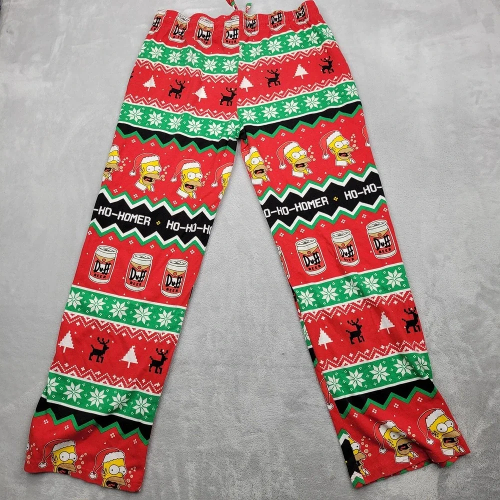 Simpsons Pants Men‎ Medium Sleep Pajamas PJs Lounge Homer Santa Duff Christmas M